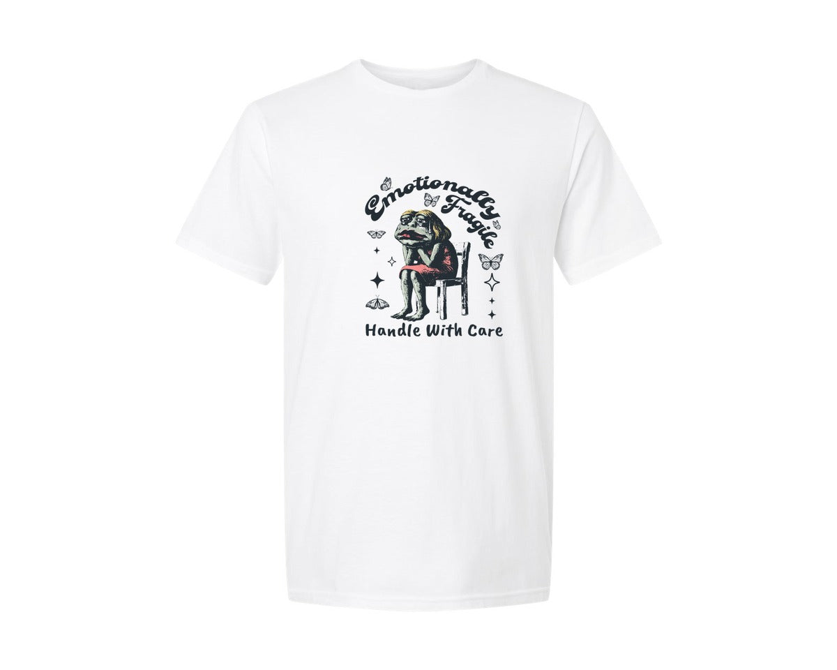 brand:Generic|color:White|Frog Woman With Tears Emotionally Shirt Graphic T-Shirt