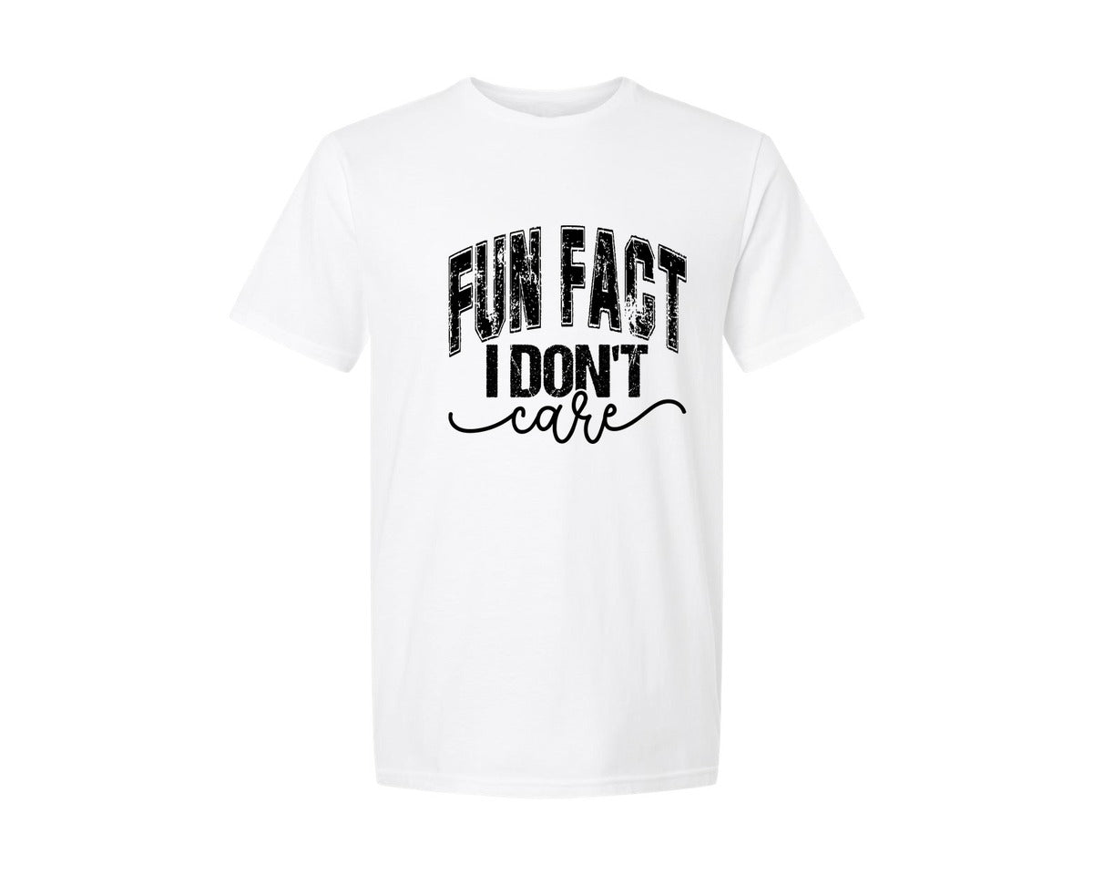 brand:Generic|color:White|Fun Fact I Dont Care Sarcasm Graphic T-Shirt