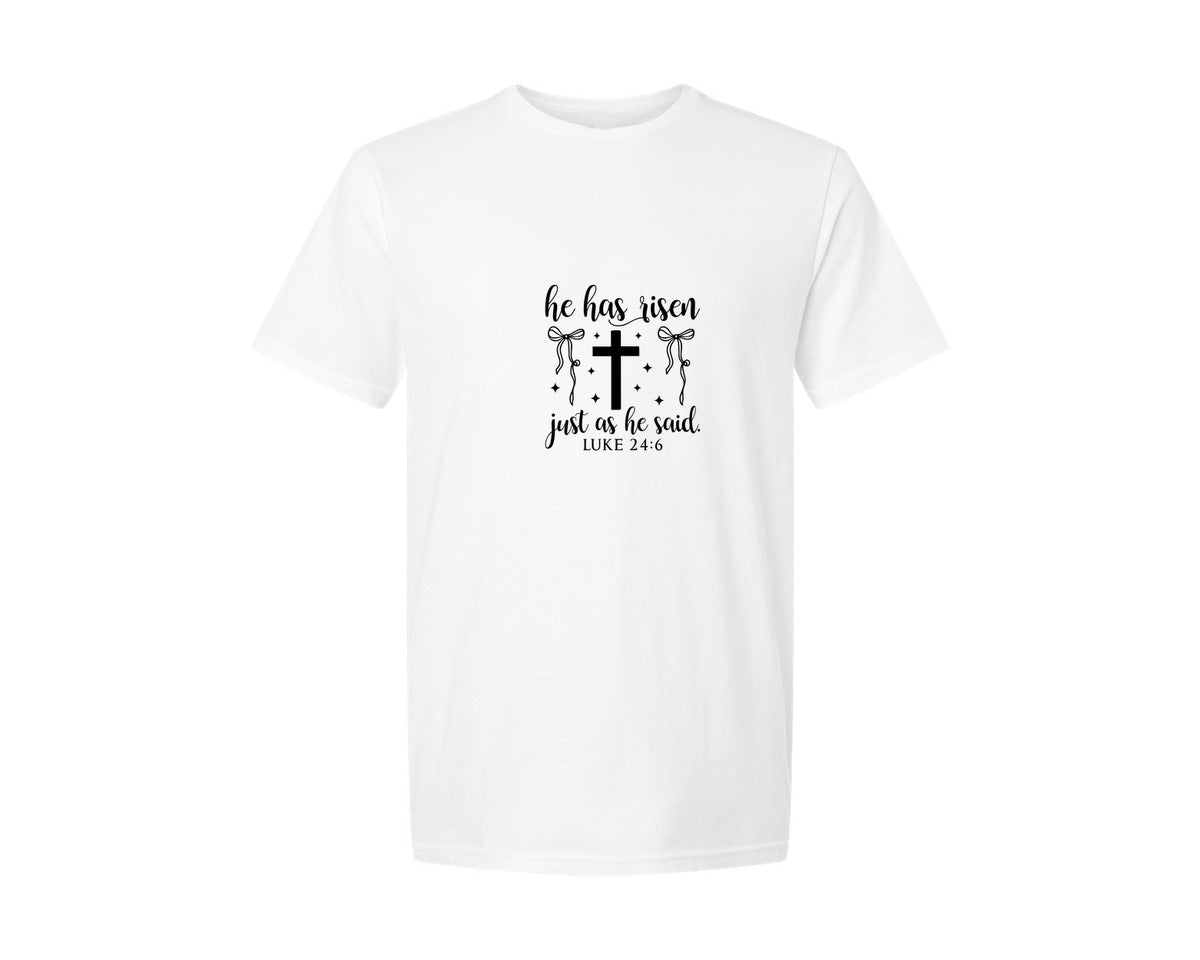 brand:Generic|color:White|He Has Risen Easter Christian Graphic T-Shirt