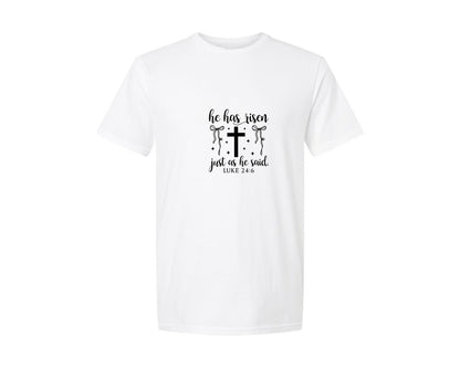 brand:Generic|color:White|He Has Risen Easter Christian Graphic T-Shirt
