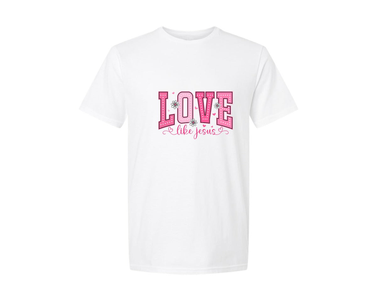 brand:Generic|color:White|Love Like Jesus Valentine 2 Graphic T-Shirt