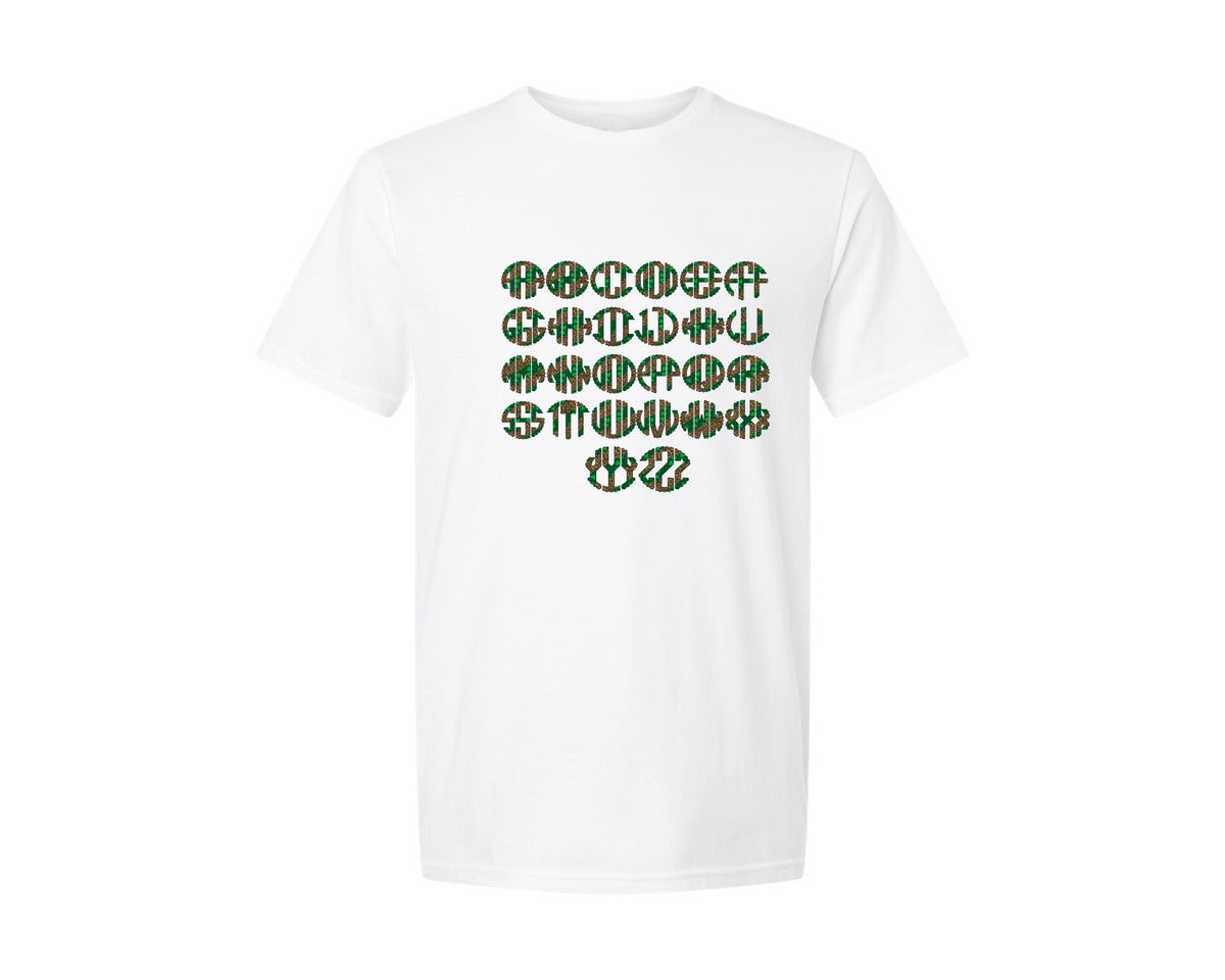 brand:Generic|color:White|Sharmrock Plaid Leopard Circle Monogram Graphic T-Shirt
