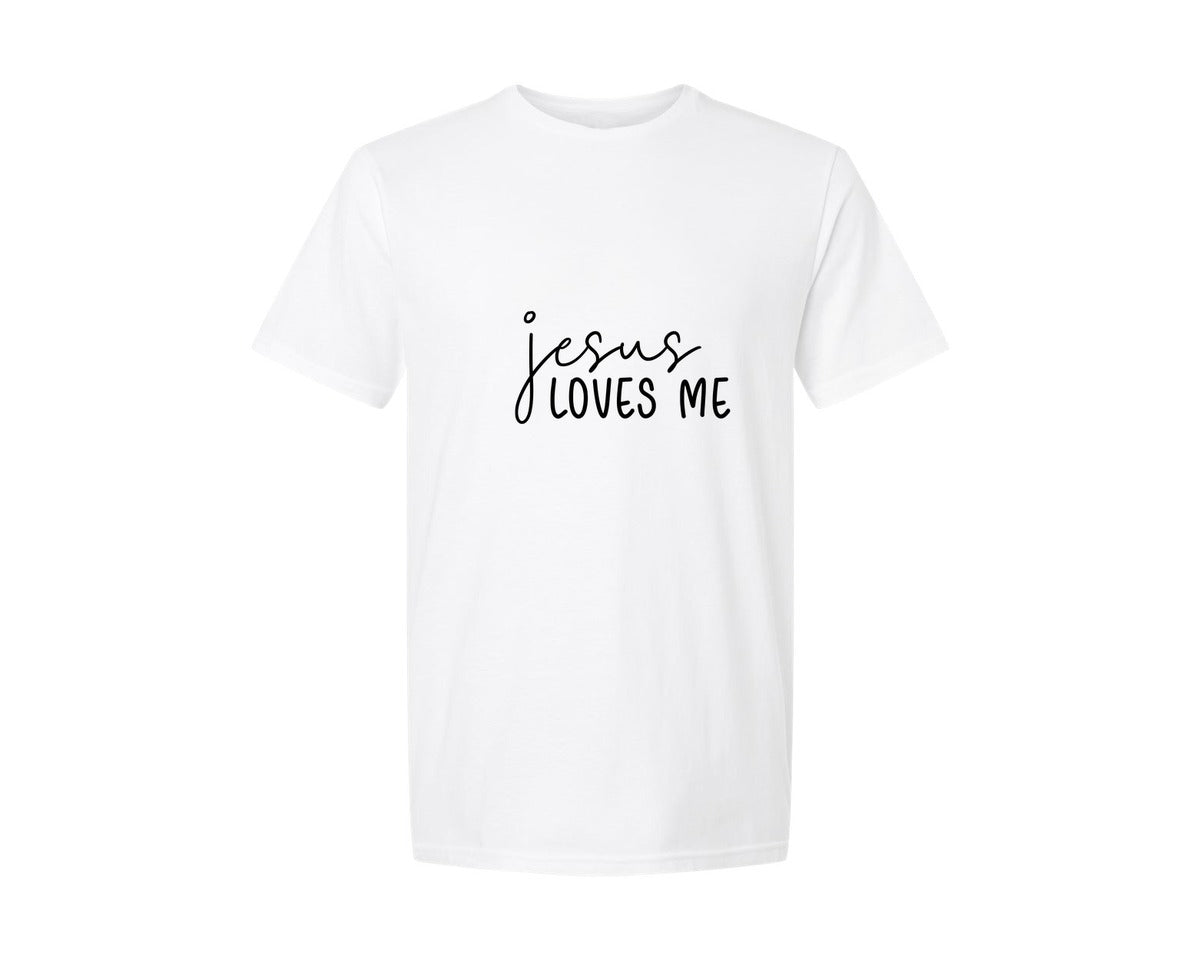 brand:Generic|color:White|Jesus Loves Me 131 Graphic T-Shirt