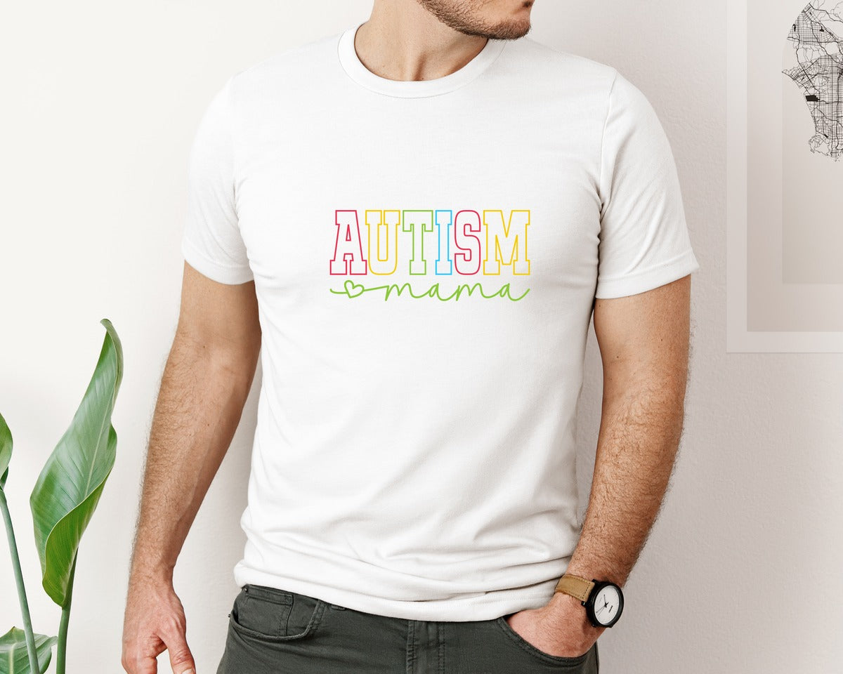 brand:Bella Canvas|color:White|Autism Mama Awareness Graphic T-Shirt