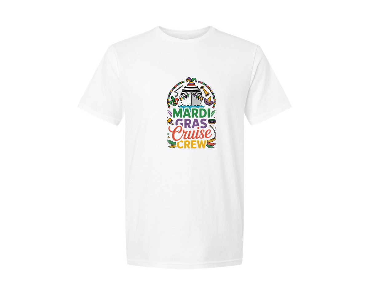 brand:Generic|color:White|Mardi Gras Cruise Crew Graphic T-Shirt