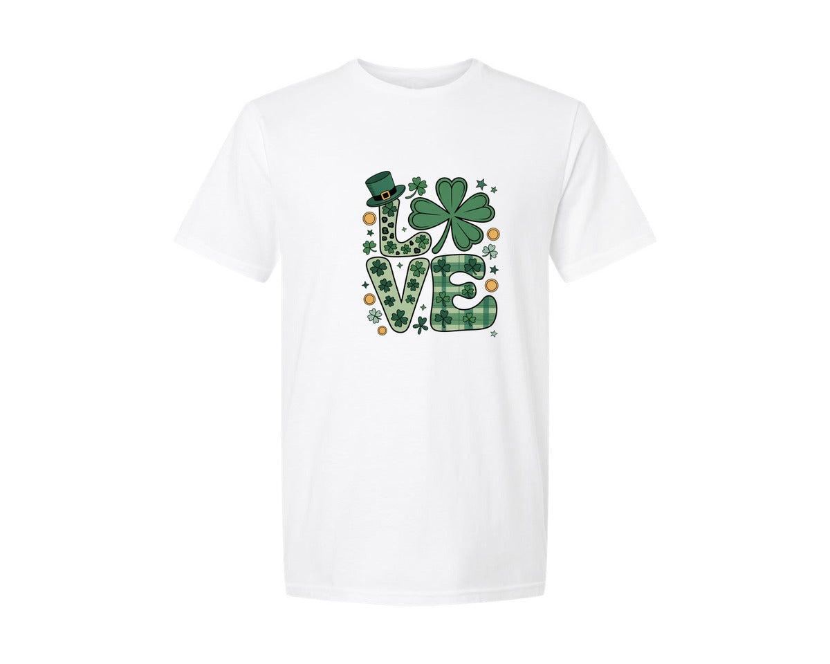 brand:Generic|color:White|Preppy St Patricks Love Retro Luck 4 Graphic T-Shirt