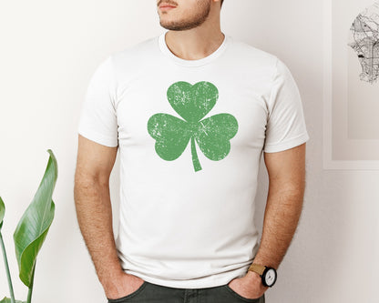 brand:Bella Canvas|color:White|Shamrock St Patricks Day Distressed 2 Graphic T-Shirt