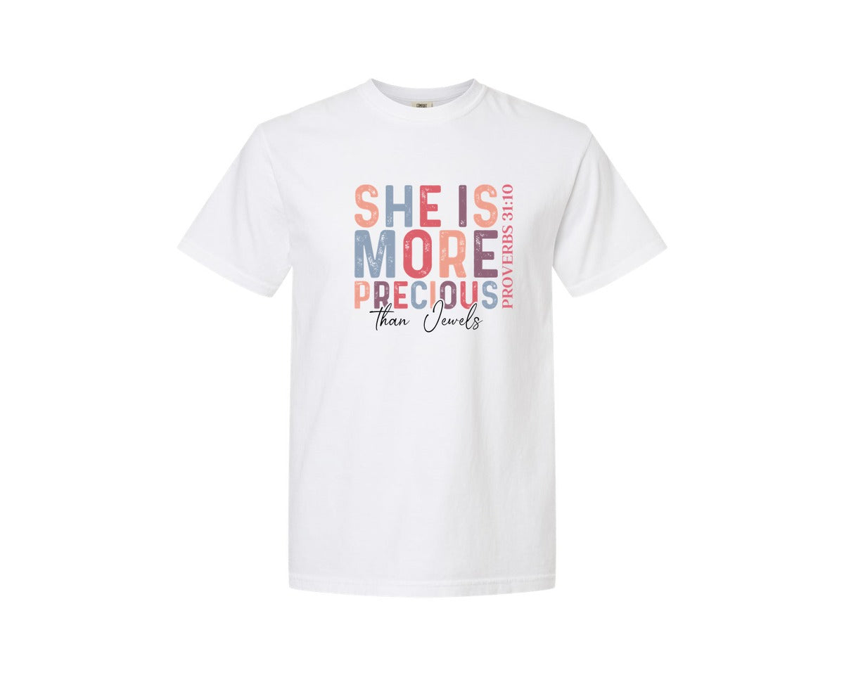 brand:Comfort Colors|color:White|Christian Quotes Mom Bible Verse Graphic T-Shirt