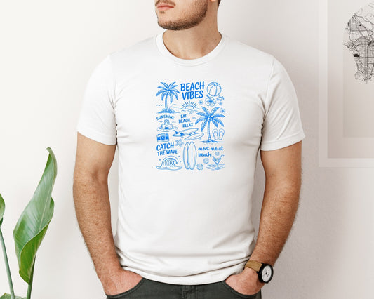 Retro Summer Beach Doodles Graphic T-Shirt