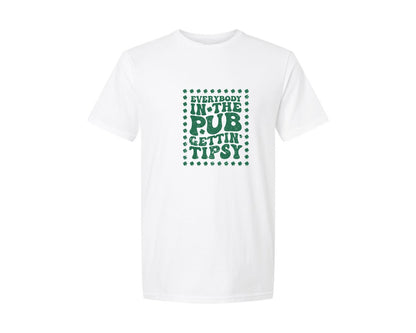 brand:Generic|color:White|Everybody In The Pub Gettin Tipsy 40 Graphic T-Shirt
