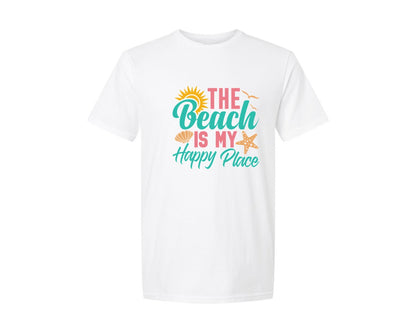 brand:Generic|color:White|The Beach Is My Happy Place Cut File 3 Graphic T-Shirt