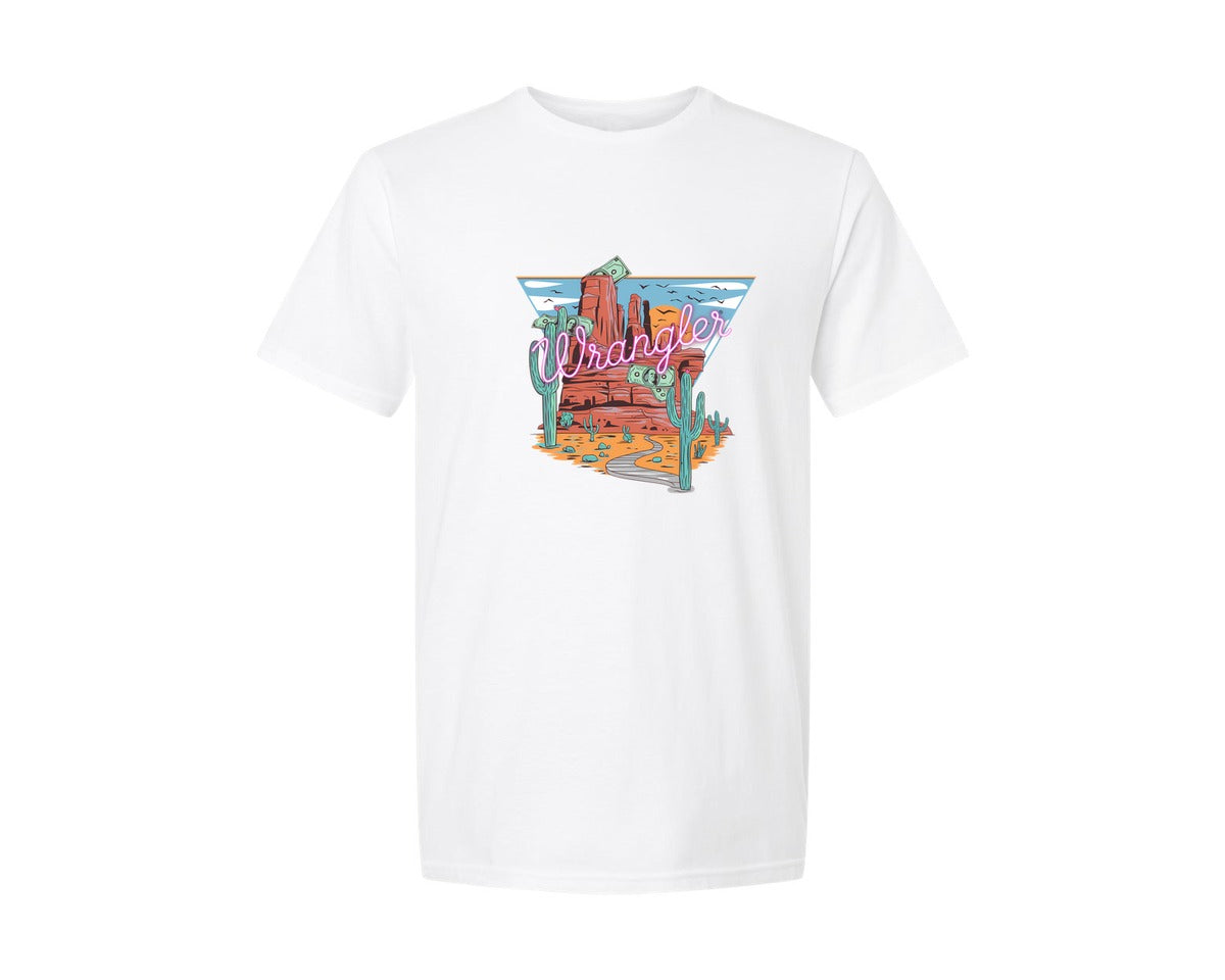 brand:Generic|color:White|Wrangler Neon Desert Cactus Design Graphic T-Shirt