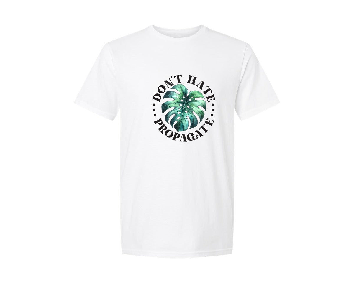 brand:Generic|color:White|Dont Hate Propagate Plant Mom Graphic T-Shirt