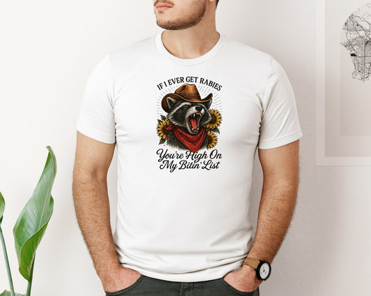 Funny Raccoon Cowboy Graphic T-Shirt