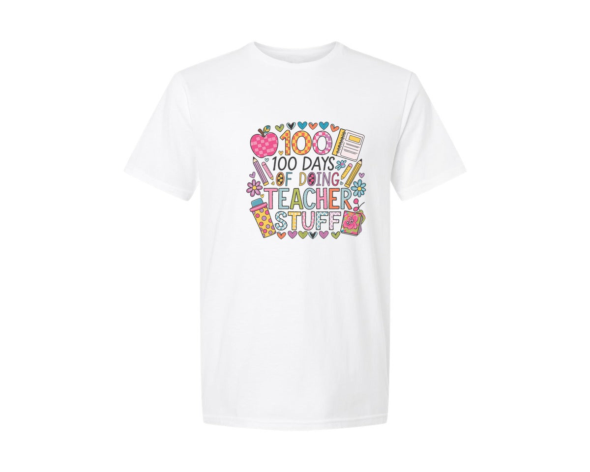 brand:Generic|color:White|100 Days Of School 57 Graphic T-Shirt