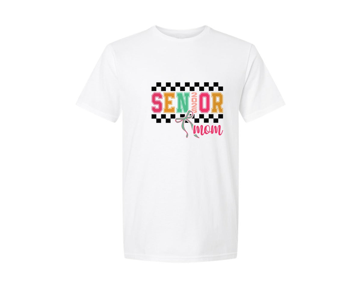 brand:Generic|color:White|Senior Mom 2026 Senior Coquette 8 Graphic T-Shirt
