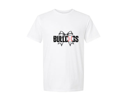 brand:Generic|color:White|Coquette Bow Bulldogs Baseball Graphic T-Shirt