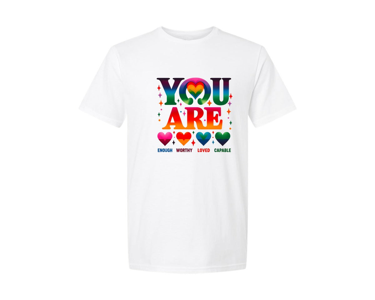 brand:Generic|color:White|You Are Enough Retro Shirt Design Graphic T-Shirt