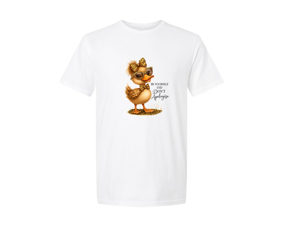 brand:Generic|color:White|Be Yourself Duck Quote Design Graphic T-Shirt