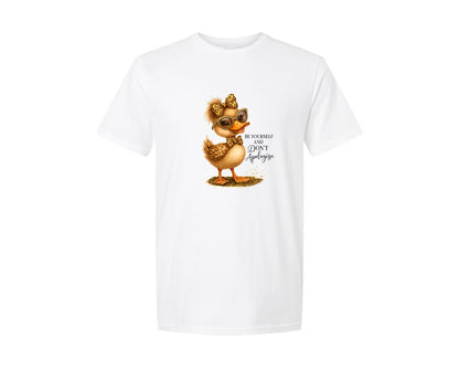 brand:Generic|color:White|Be Yourself Duck Quote Design Graphic T-Shirt