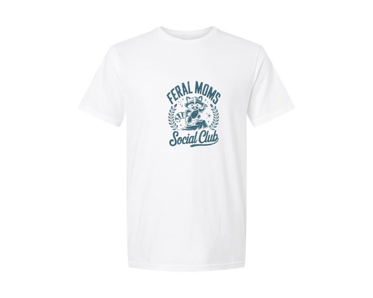 brand:Generic|color:White|Funny Mothers Day Raccoon Mama Feral Mom Graphic T-Shirt