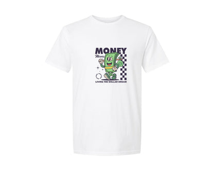 brand:Generic|color:White|Retro Money Cartoon Character Design Graphic T-Shirt