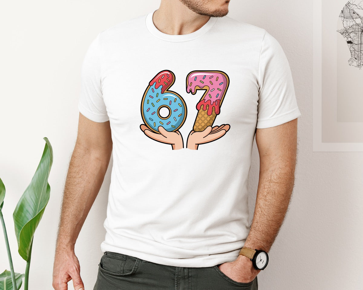 brand:Bella Canvas|color:White|Funny Six Seven 6 7 Meme Christmas Ice Graphic T-Shirt