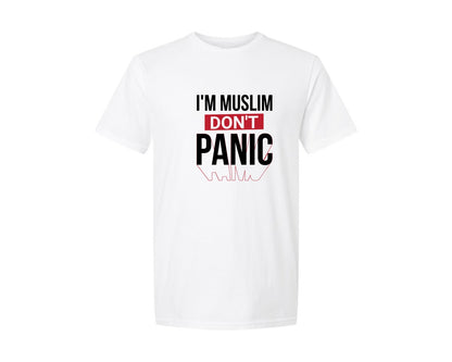 brand:Generic|color:White|Im Muslim Dont Panic Muslim Quote Is Graphic T-Shirt