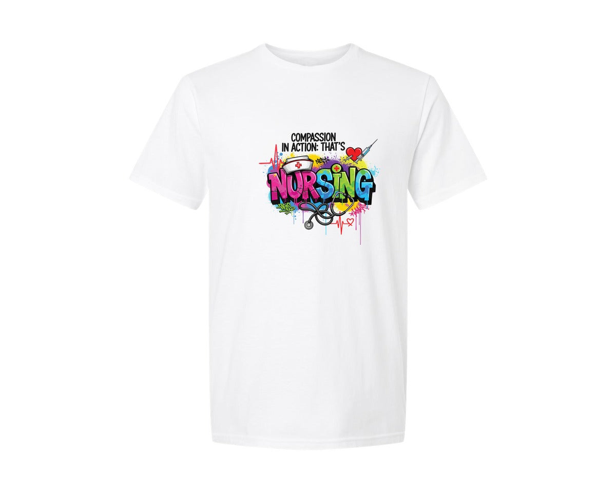 brand:Generic|color:White|Compassion In Action Thats Nursing 2 Graphic T-Shirt
