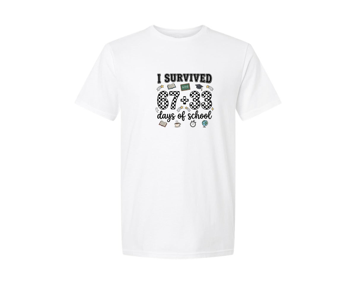 brand:Generic|color:White|I Survived 100 Days Of School 39 Graphic T-Shirt