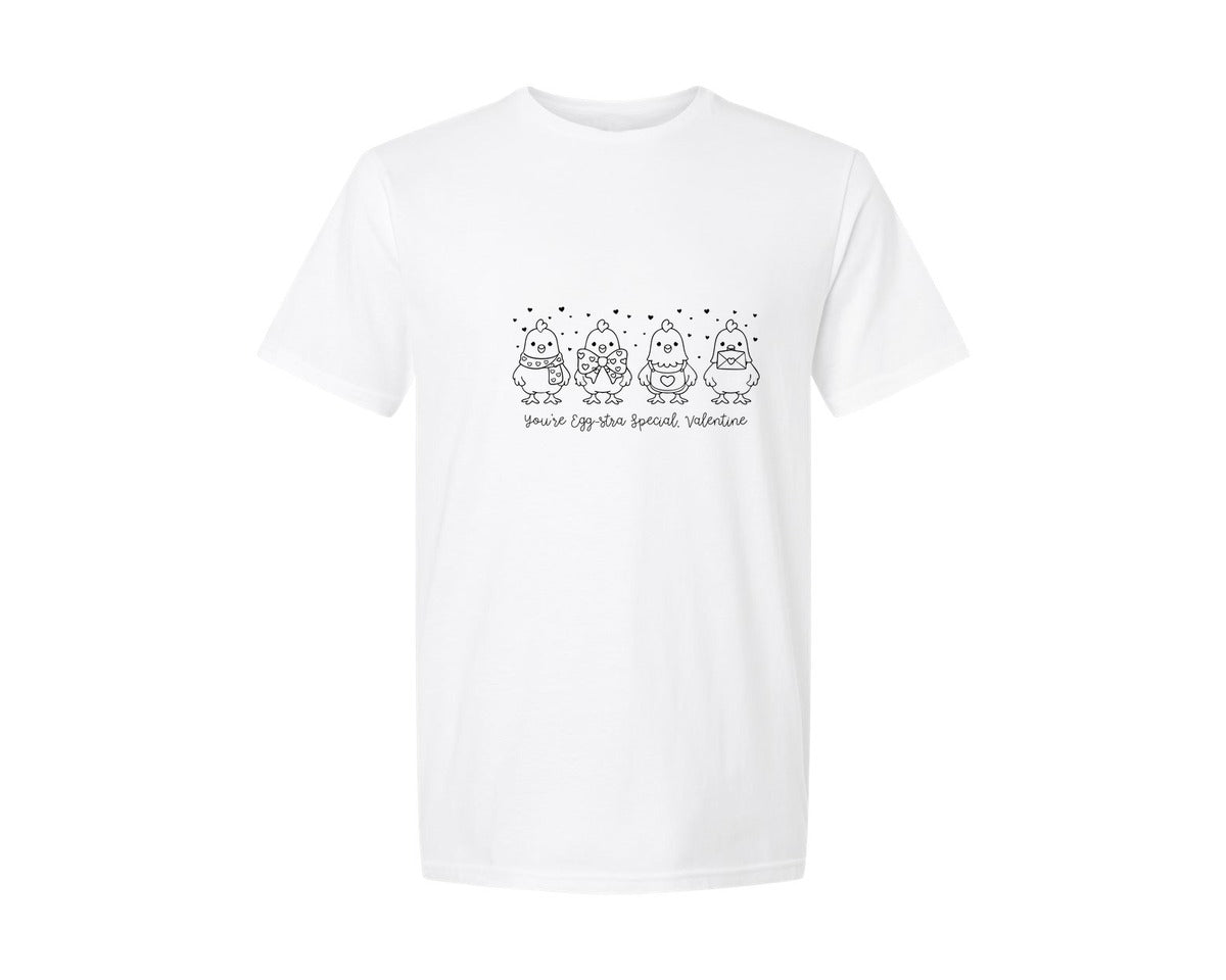 brand:Generic|color:White|Funny Valentine Chicken Cute Hen Graphic T-Shirt