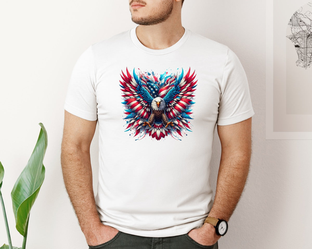 brand:Bella Canvas|color:White|Patriotic Eagle Usa Flag 4Th Of July 6 Graphic T-Shirt