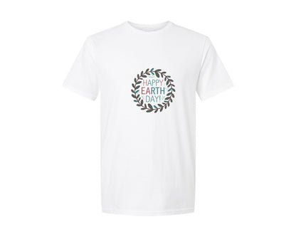 brand:Generic|color:White|Earth Day With Leaf Wreath T Shirtdesign Graphic T-Shirt