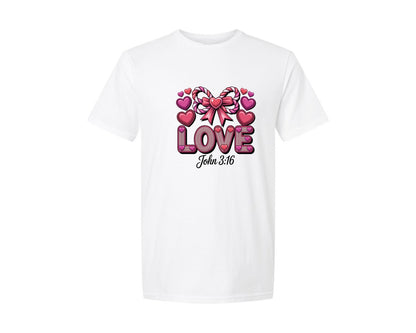 brand:Generic|color:White|Crochet Loved John 316 Pngvalentine Graphic T-Shirt