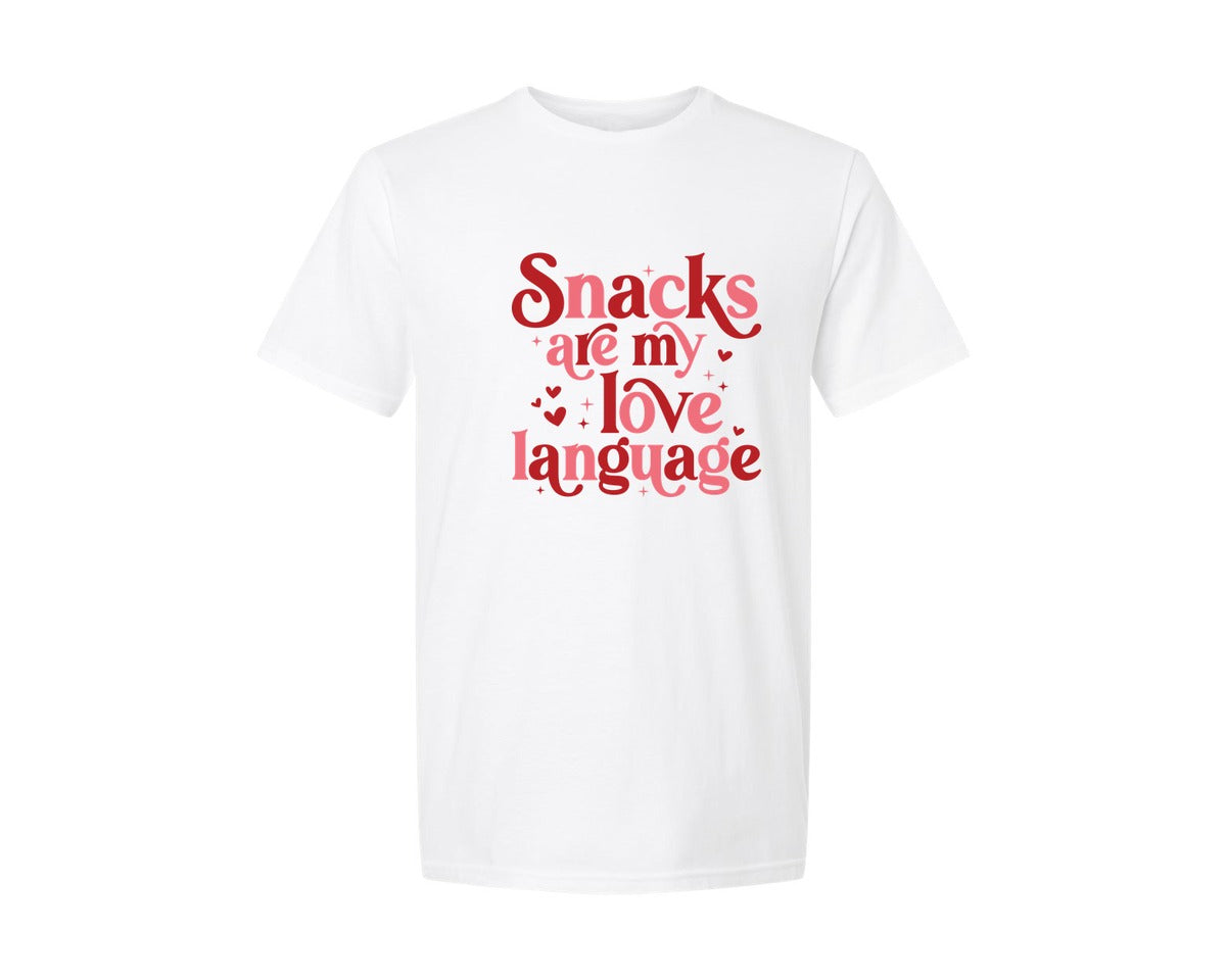 brand:Generic|color:White|Valentine Snacks Are My Love Language Graphic T-Shirt