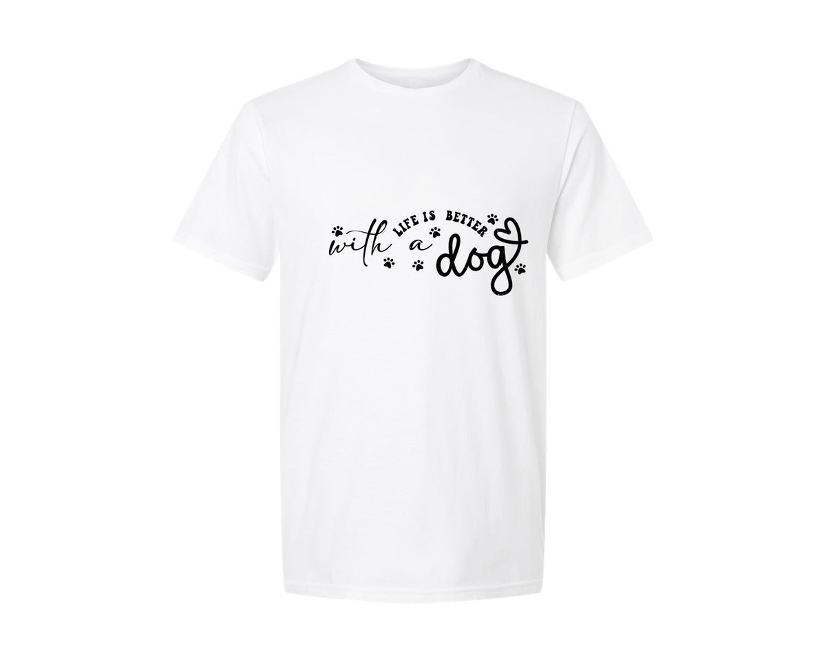 brand:Generic|color:White|Dog Life Is Better With A Dog 2 Graphic T-Shirt
