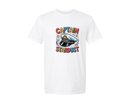 brand:Generic|color:White|Captain Stardust Space Navy Style Graphic T-Shirt