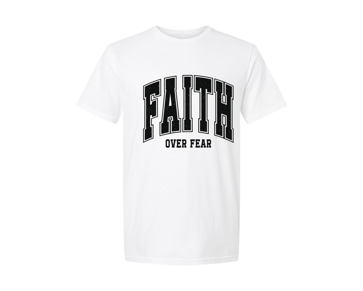 brand:Generic|color:White|Faith Over Fear Christian 2 Graphic T-Shirt