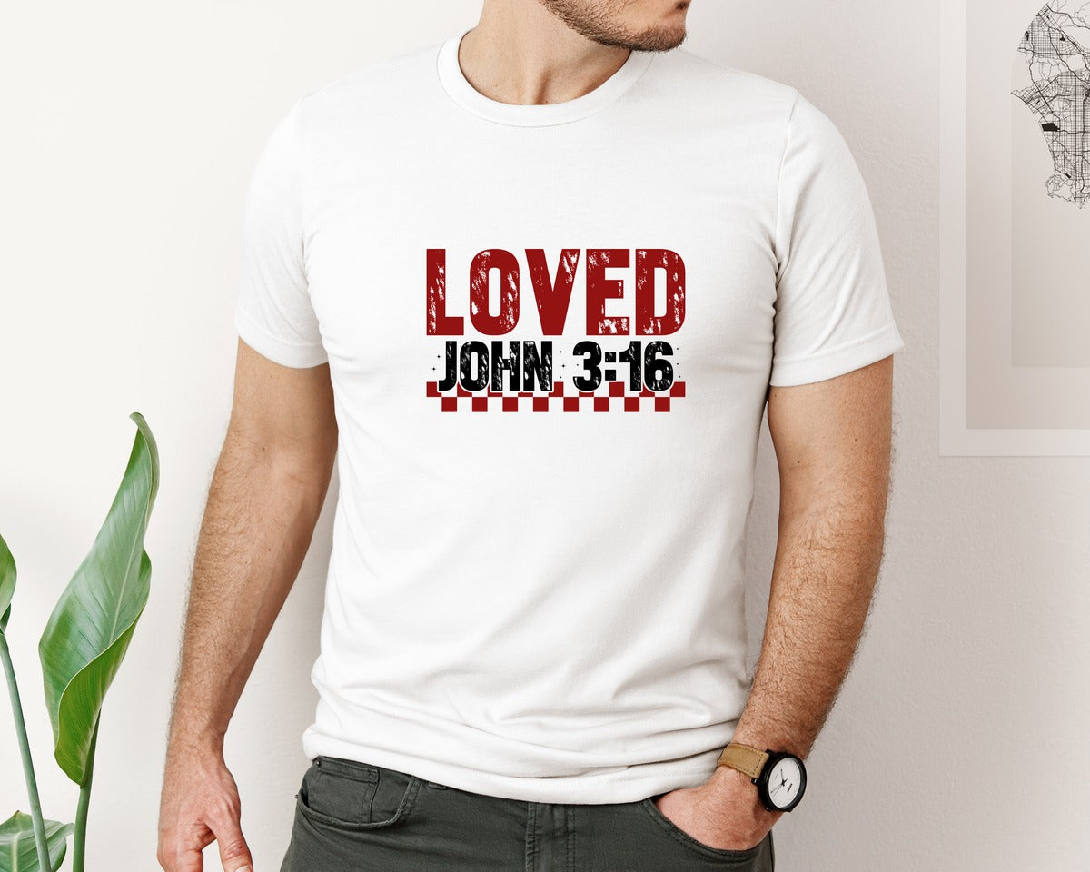 brand:Bella Canvas|color:White|Christian Valentines Loved John 316 2 Graphic T-Shirt