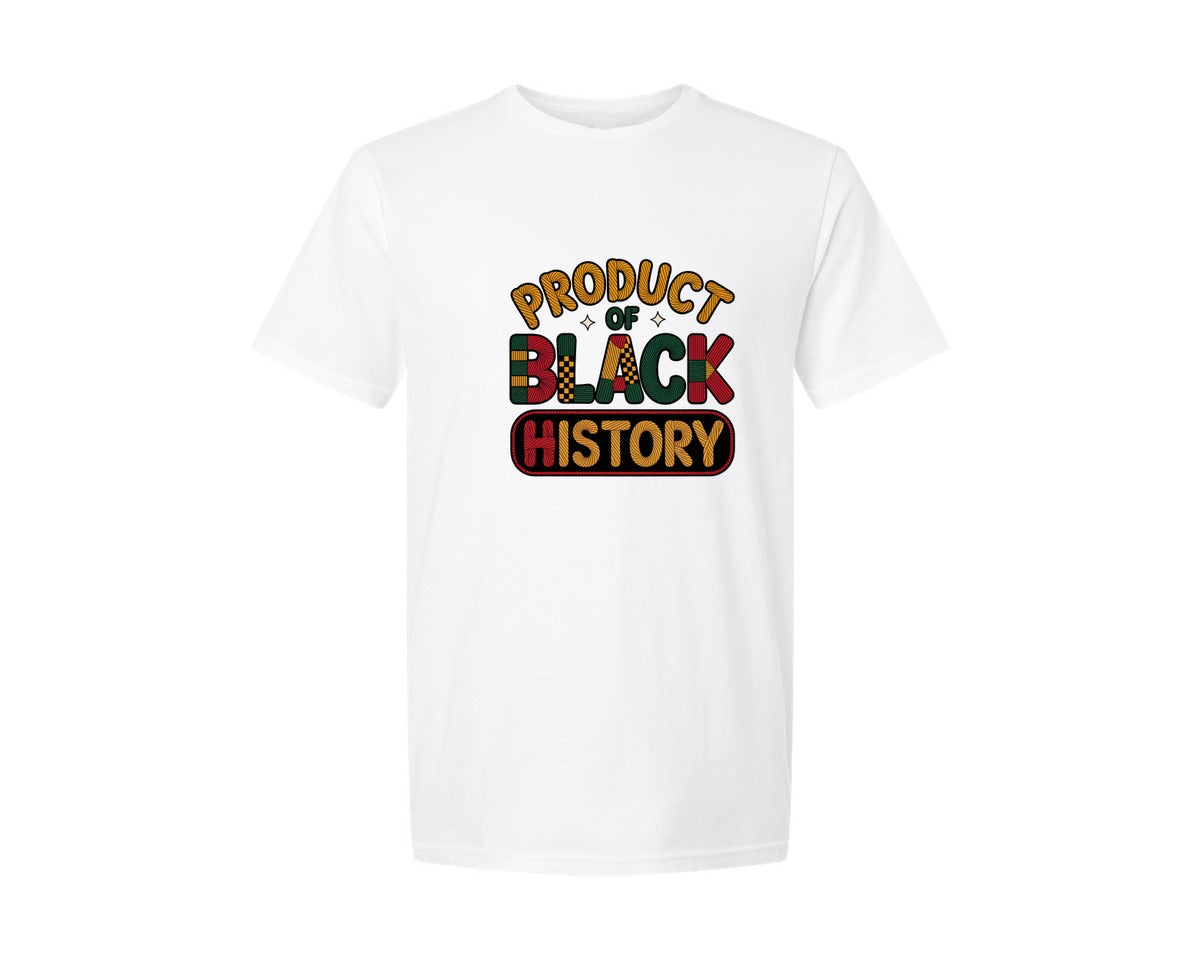 brand:Generic|color:White|Product Of Black History Faux Yarn 2 Graphic T-Shirt