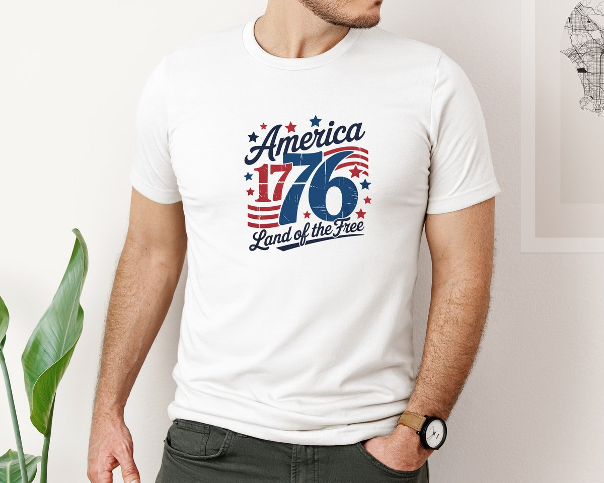 brand:Bella Canvas|color:White|1776 America 4Th Of July 1776 3 Graphic T-Shirt