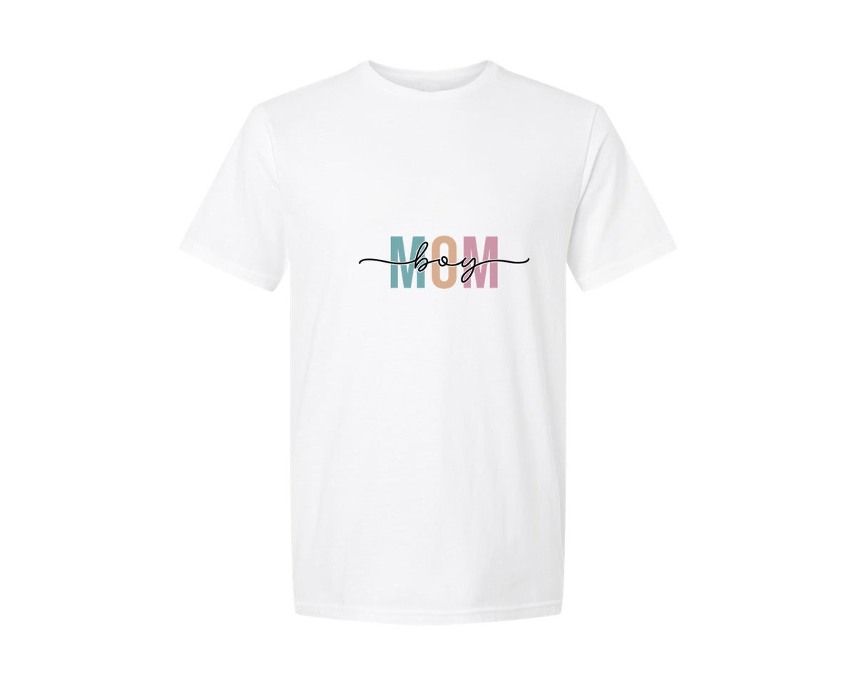 brand:Generic|color:White|Boy Mom Mom Life Mama Graphic T-Shirt