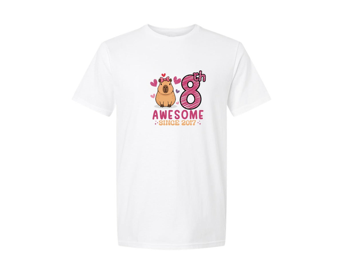 brand:Generic|color:White|8Th Birthday Capybara T Shirt Graphic T-Shirt