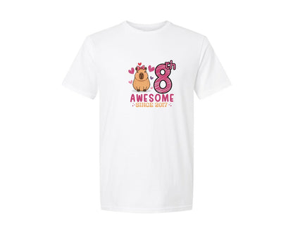 brand:Generic|color:White|8Th Birthday Capybara T Shirt Graphic T-Shirt
