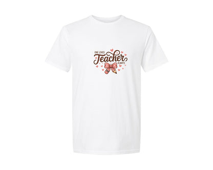 brand:Generic|color:White|One Loved Teacher Always Valentine Graphic T-Shirt