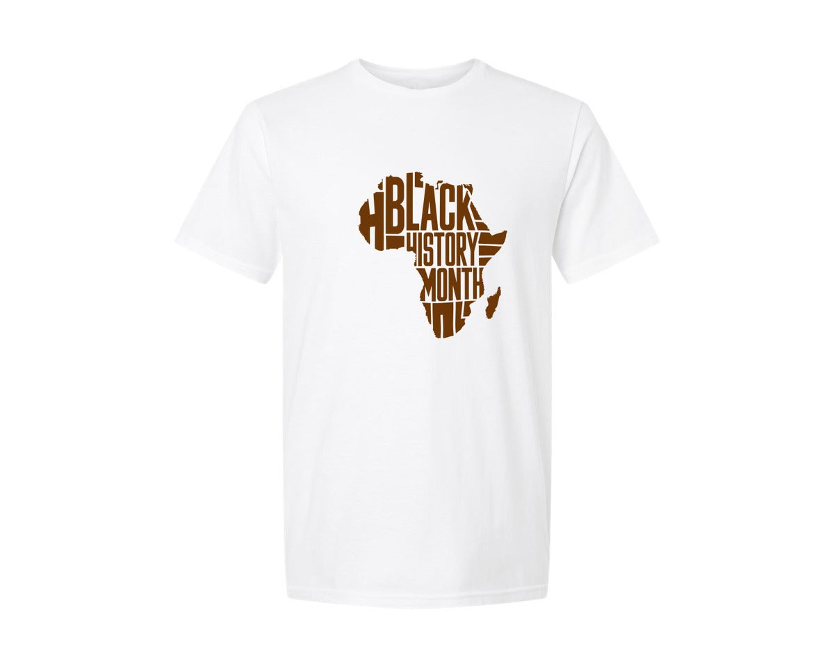 brand:Generic|color:White|Black History Month Africa Map Typo Graphic T-Shirt