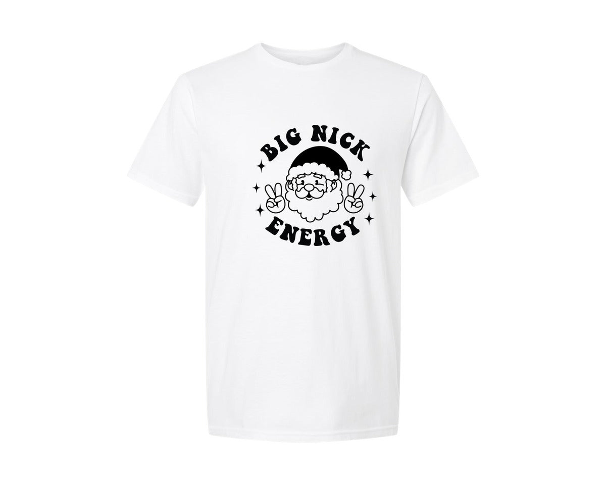 brand:Generic|color:White|Big Nick Energy Santa Graphic T-Shirt