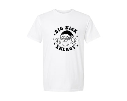 brand:Generic|color:White|Big Nick Energy Santa Graphic T-Shirt