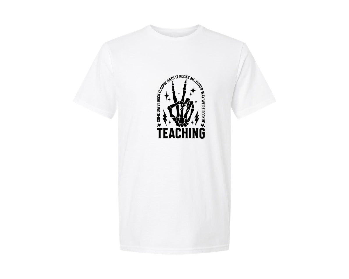 brand:Generic|color:White|Teaching Some Days I Rock It Graphic T-Shirt