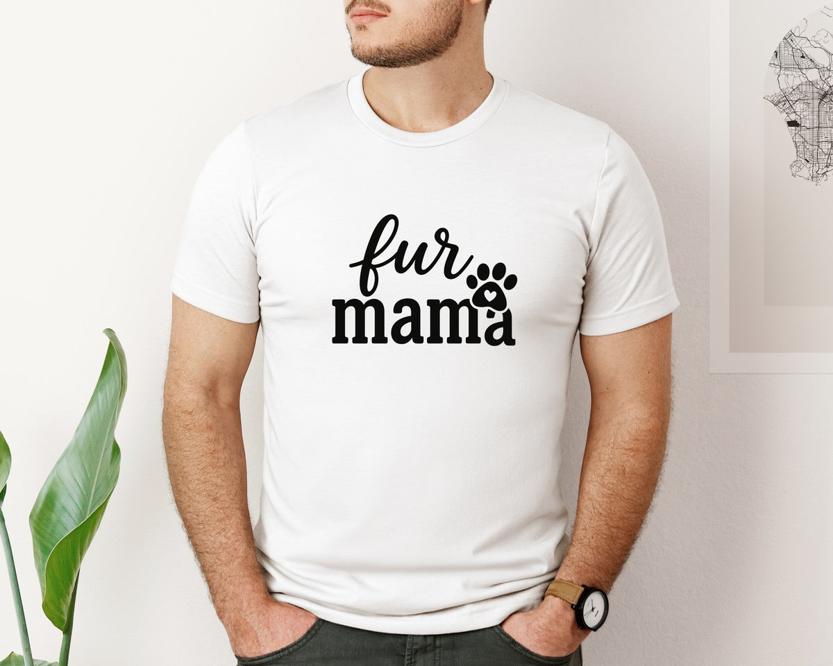 brand:Bella Canvas|color:White|Fur Mama Paw Heart Design Graphic T-Shirt